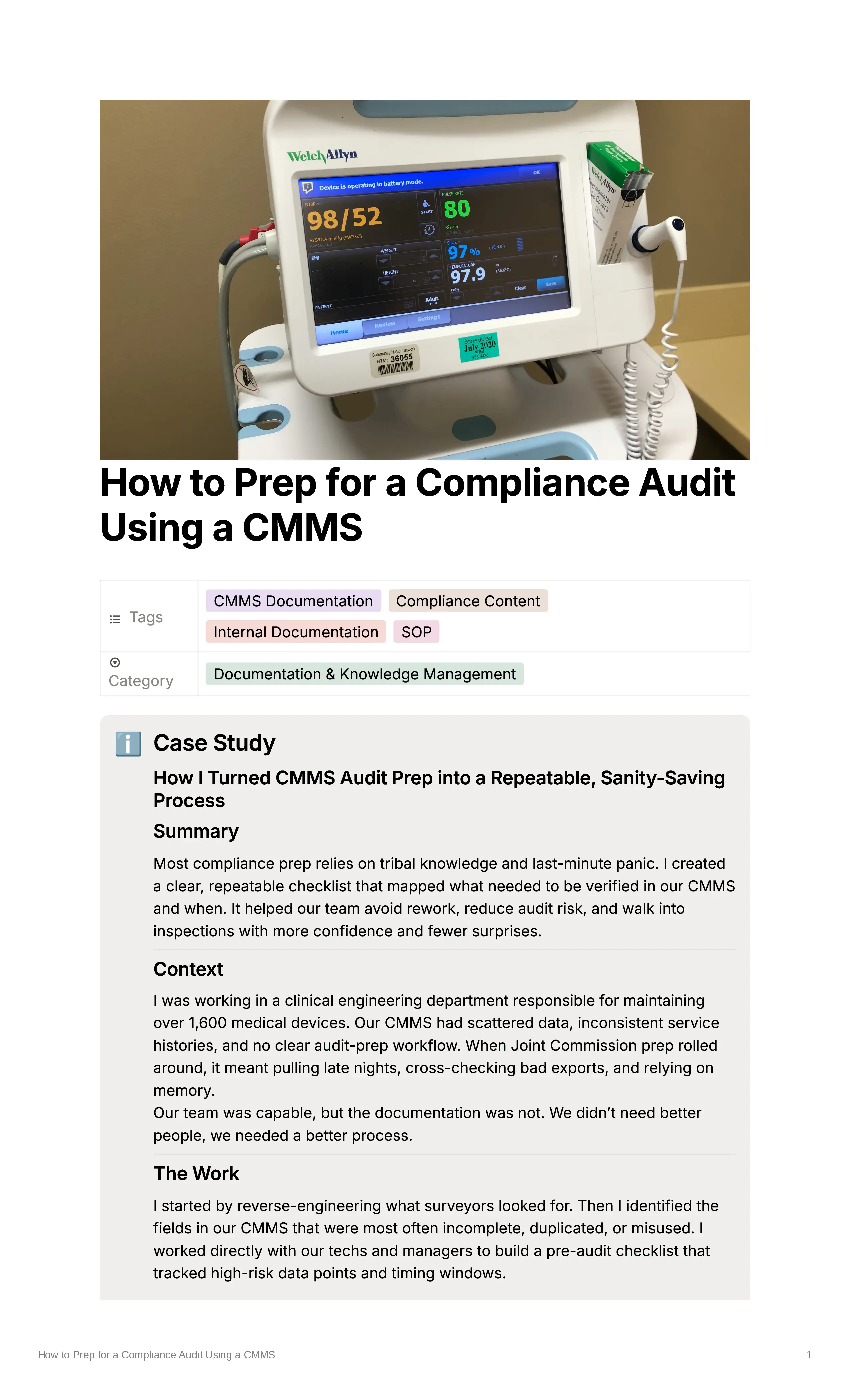 Preview of the CMMS compliance audit preparation guide